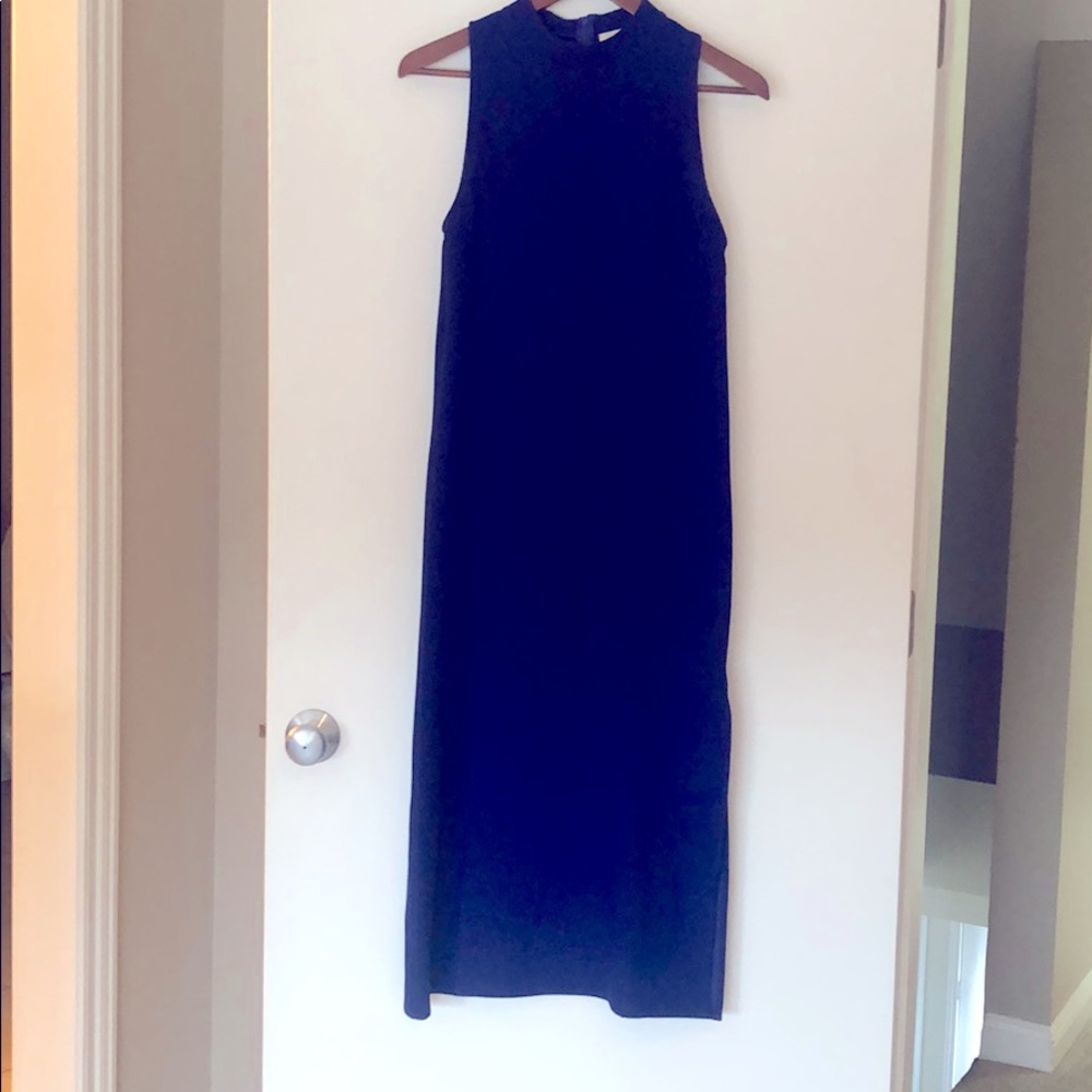 Blue mock neck midi dress, size S